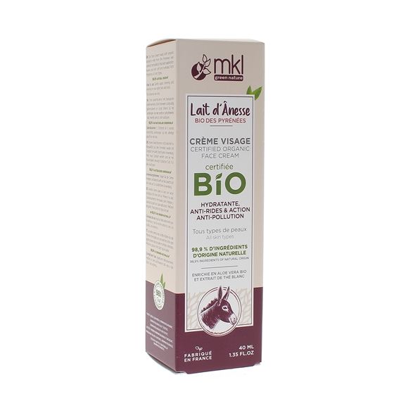 Lait d'Anêsse Bio du Gers Crème Visage MKL Green Nature - tube de 40 ml