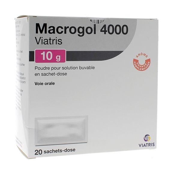 MACROGOL 4000 MYLAN 10 g, poudre pour solution buvable en sachet-dose - boite de 20 sachets