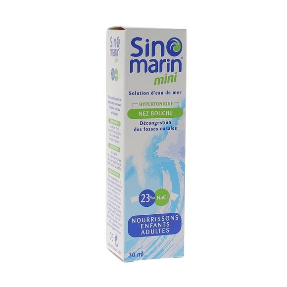 Mini Solution d'eau de mer nez bouché nourrissons enfants adultes Sinomarin - flacon de 30 ml