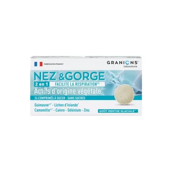 Nez-gorge 2en1 Granions - boîte de 24 comprimés à sucer