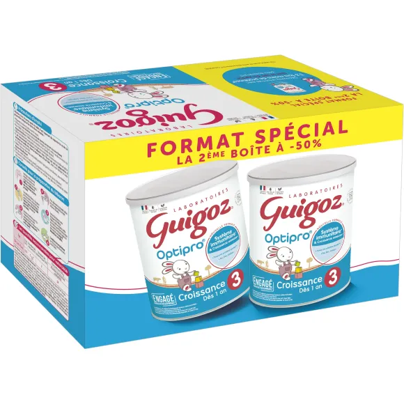 Optipro Lait en poudre croissance 3 dès 1 an Guigoz - lot de 2 pots de 780g