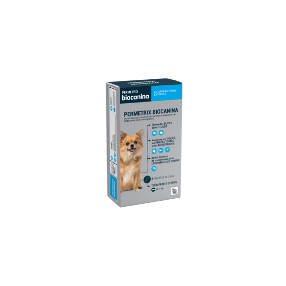 Permetrix solution pour spot-on très petit chien Biocanina - boite de 3 pipettes de 0,4ml