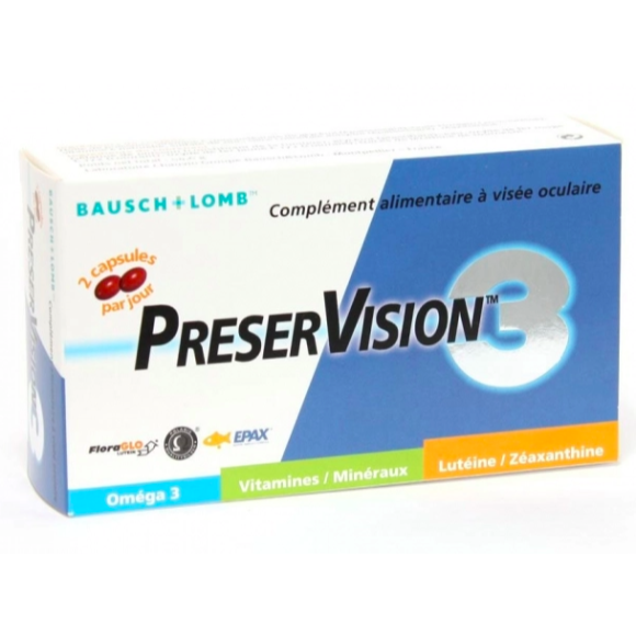 Preservision 3 complément alimentaire à visée oculaire Bausch lomb - Boite de 60 capsules