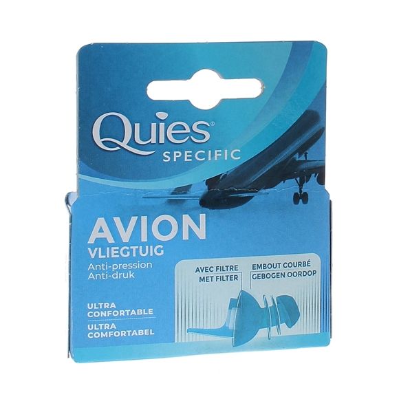 Protection auditive filtre anti-pression avion Quies - boîte d'une paire réutilisable