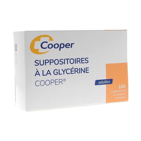 Suppositoires à la glycérine adultes Cooper - boîte de 100 suppositoires en récipient multidose
