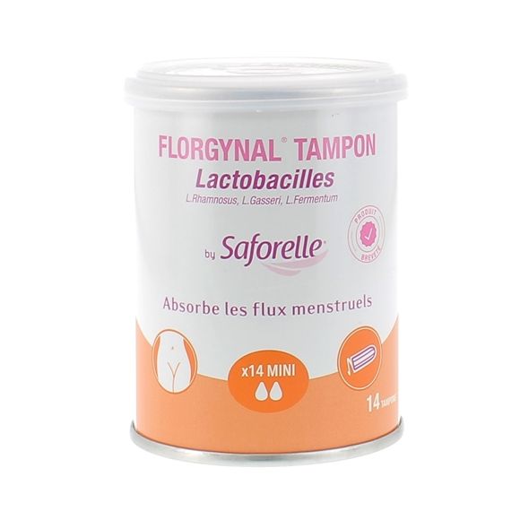 Florgynal tampon probiotique mini sans applicateur Saforelle - boite de 14 tampons