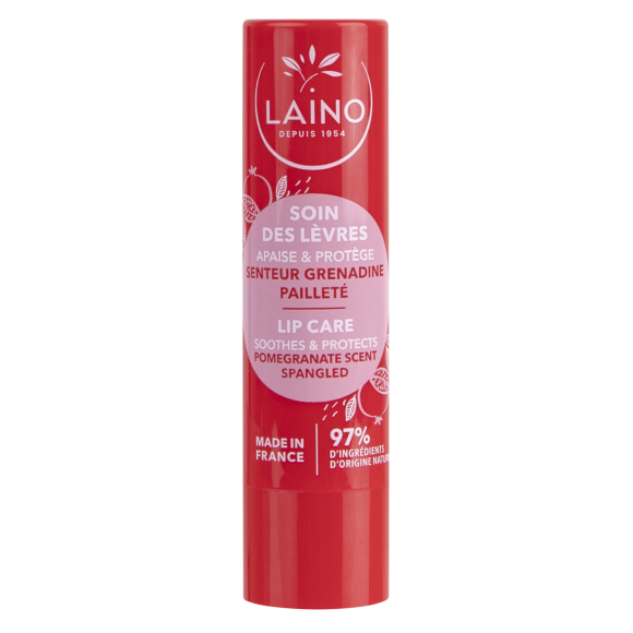 Soin des lèvres pailleté parfum grenadine Laino - 1 stick de 4 g