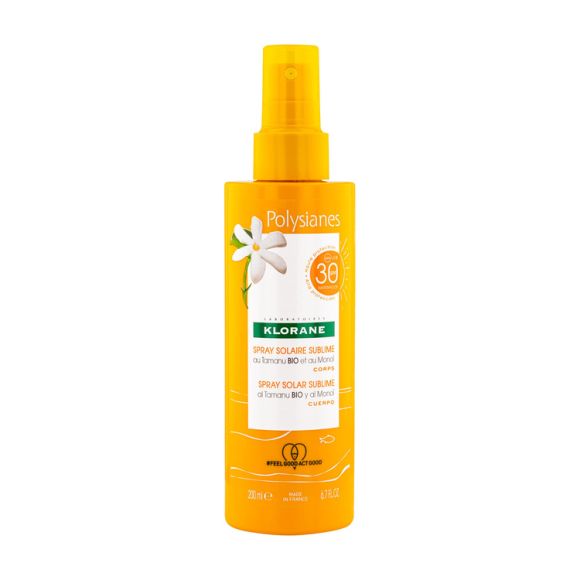 Spray solaire sublime SPF 30 au Tamanu BIO et au Monoï Klorane - spray de 200 ml