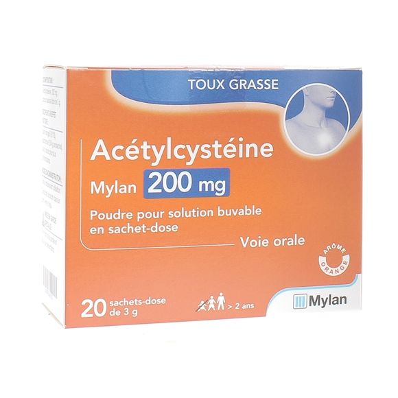 Acétylcystéine Mylan 200mg - 20 sachet-doses