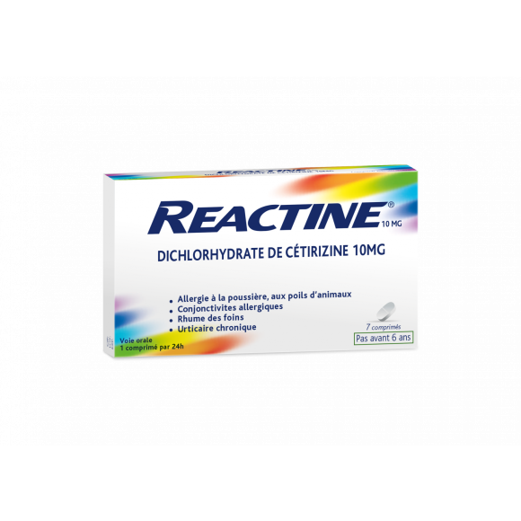 Reactine Allergie Cétirizine 10mg - 7 comprimés pelliculés