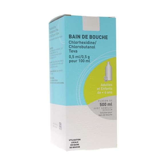 Chlorhexidine Chlorobutanol Teva bain de bouche - flacon de 500 ml