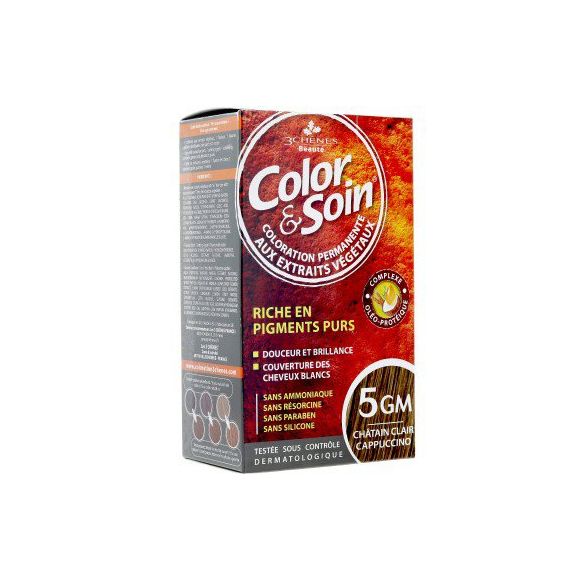 Color & soin coloration permanente châtain clair cappuccino 5GM Les 3 chênes - 1 kit