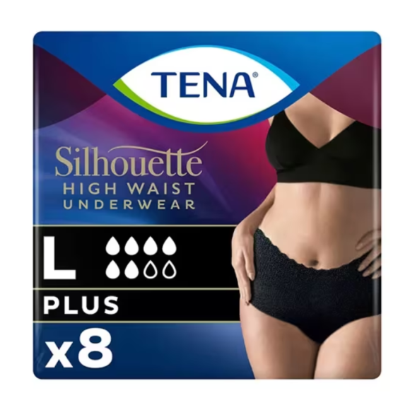 Silhouette plus slips absorbants taille L basse noir Tena - sachet de 8 slips