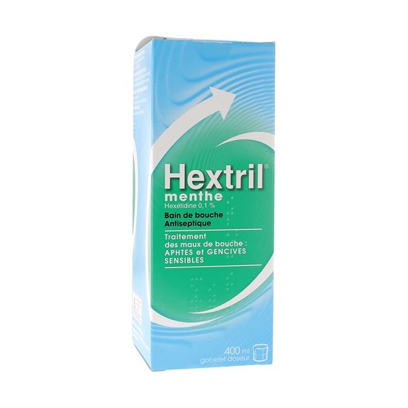 Hextril menthe 0,1% solution pour bain de bouche - flacon de 400ml