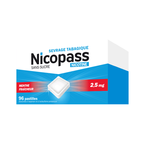 Nicopass menthe fraicheur 2,5mg - boite de 96 pastilles