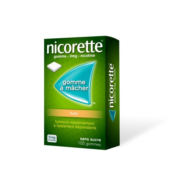 Nicorette 2mg fruits sans sucre gomme à macher - boite de 105 gommes