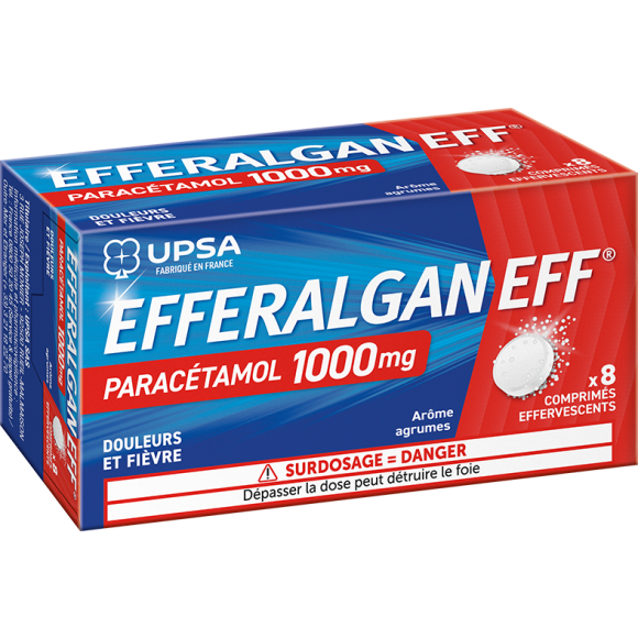 Efferalgan 1g agrumes comprimé effervescent - boite de 8 comprimés