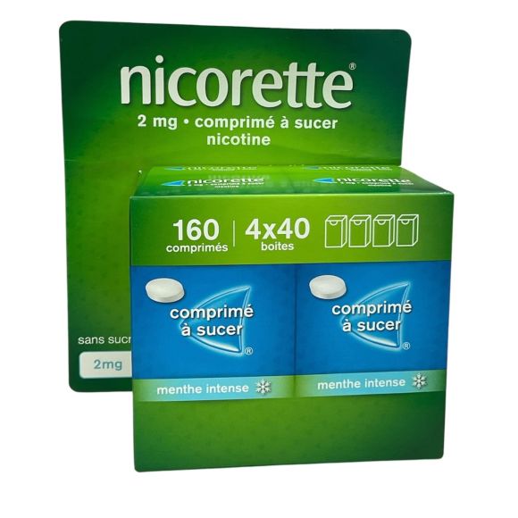 Nicorette 2 mg menthe intense comprimé à sucer - 4 boites de 40 comprimés
