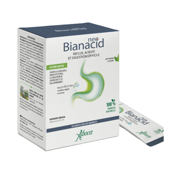 NeoBianacid acidité et reflux goût citron Aboca - boite de 20 sachets-dose 