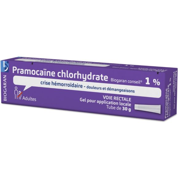 Pramocaïne chlorhydrate 1% crise hémorroïdaire Biogaran - tube de 30g