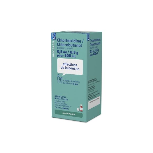 Chlorhexidine Chlorobutanol Biogaran bain de bouche - flacon de 200 ml