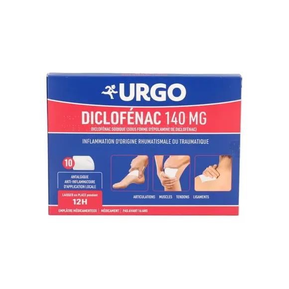 Diclofénac 140 mg anti-inflammatoire Urgo – 10 emplâtres médicamenteux