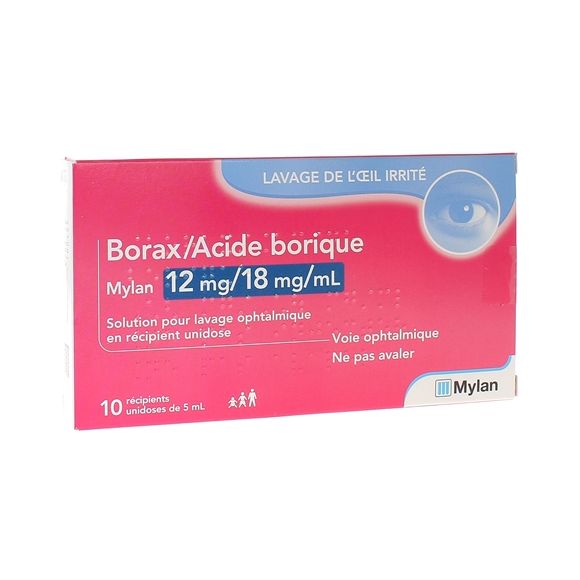 Borax/Acide borique Viatris solution pour lavage ophtalmique - boîte de 10 unidoses de 5ml