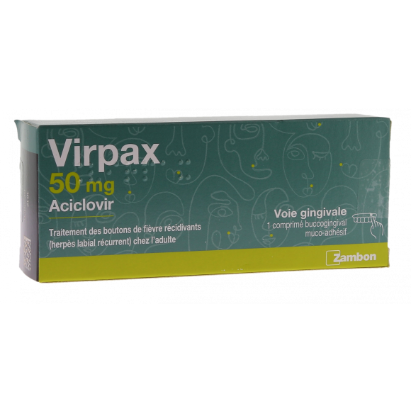 Virpax 50mg aciclovir - boîte de 1 comprimé buccogingival