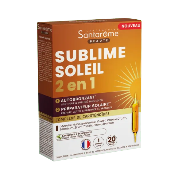 Sublime soleil 2en1 goût passion mangue Santarome - boite de 20 ampoules