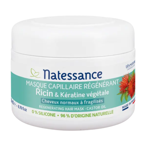 Masque capillaire régénérant ricin Natessance - pot de 200ml