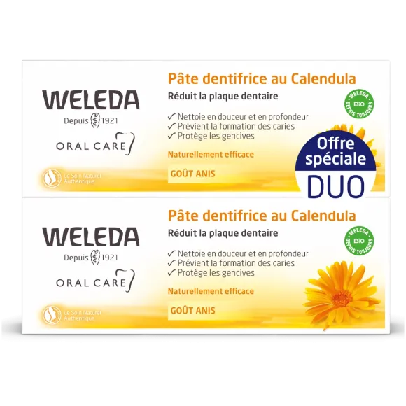 Pâte dentifrice au calendula Weleda - lot de 2 tubes de 75ml