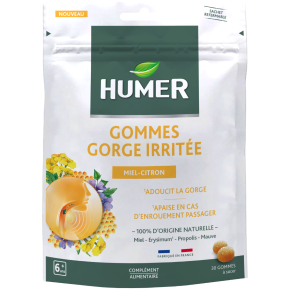 Gommes gorge sensible Humer - sachet de 30 gommes à sucer