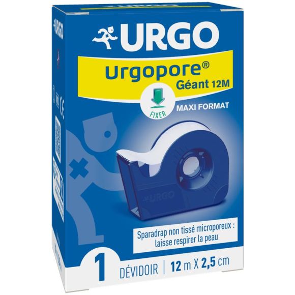 Urgopore géant Sparadrap non tissé microporeux Urgo - 1 dévidoir 12mx2,5 cm