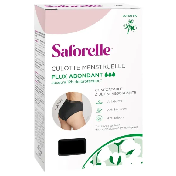 Culotte menstruelle flux abondant taille 44 Saforelle - 1 culotte noire coton