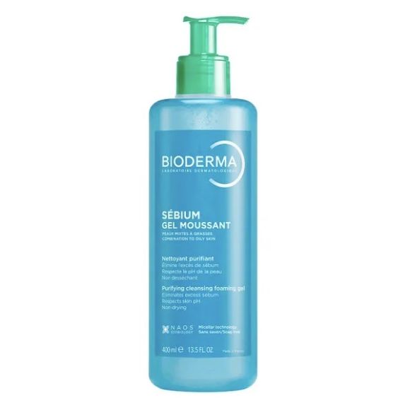 Sébium gel moussant nettoyant purifiant Bioderma - flacon-pompe de 400ml