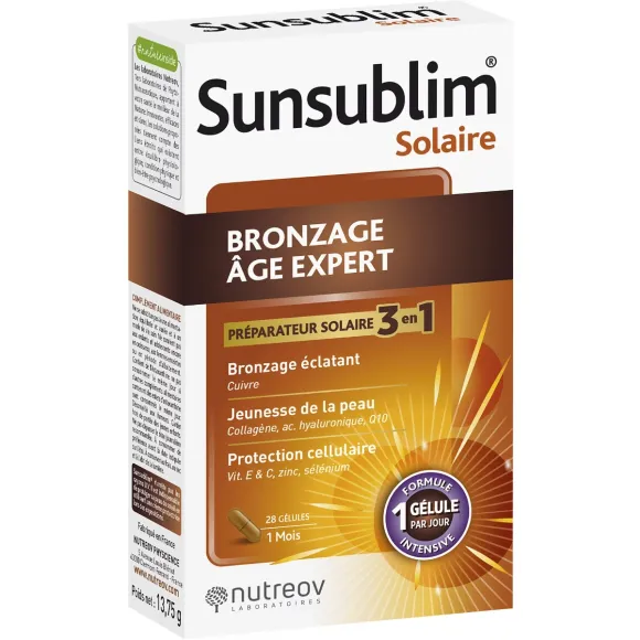 Sunsublim solaire Bronzage âge expert Préparateur solaire 3en1 Nutreov - boite de 28 gélules