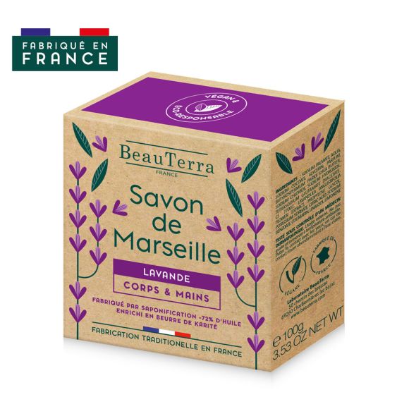 Savon de marseille lavande Beauterra - pain de 100g