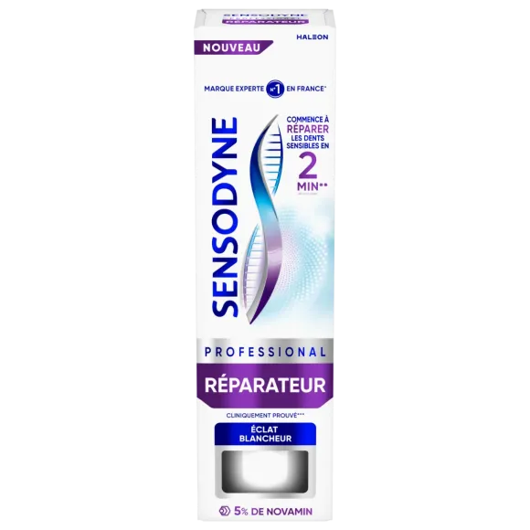Dentifrice Professional Réparateur éclat blancheur Sensodyne - tube de 75ml 