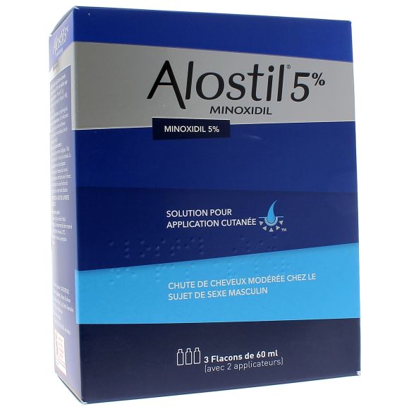 Alostil 5% solution pour application cutanée - boîte de 3 flacons de 60ml