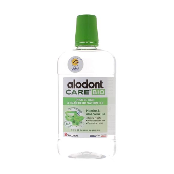 Bain de bouche quotidien Protection & fraîcheur naturelle bio Alodont Care - flacon de 500 ml