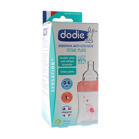 Biberon Sensation+ débit lent jardin 0-6mois Dodie- Biberon de 150ml