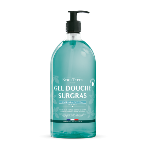 Gel douche surgras Aloe Vera Beauterra - flacon-pompe de 1L