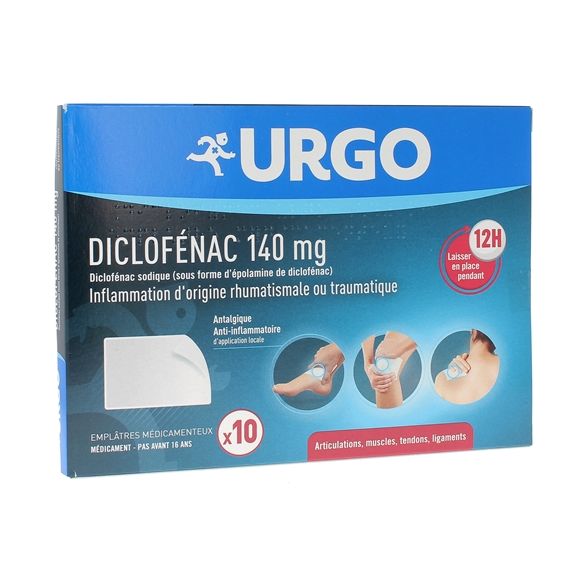 Diclofénac 140mg anti-inflammatoire Urgo - boîte de 10 emplâtres médicamenteux