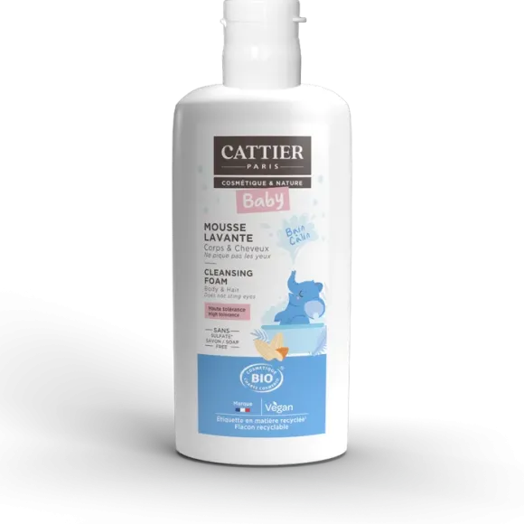 Mousse lavante bébé bio Cattier - flacon de 150 ml
