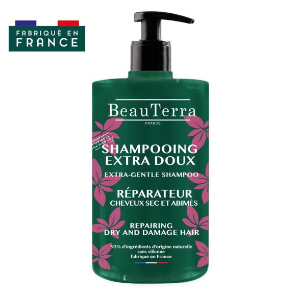 Shampooing extra doux réparateur BeauTerra - flacon-pompe de 750ml