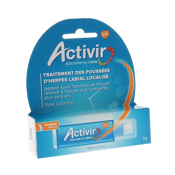 Activir 5% crème - flacon pompe doseuse de 2g