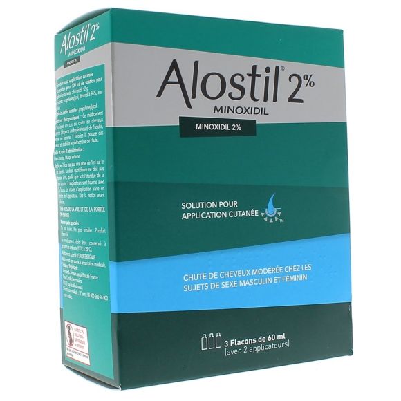Alostil 2% solution pour application cutanée - boîte de 3 flacons de 60ml