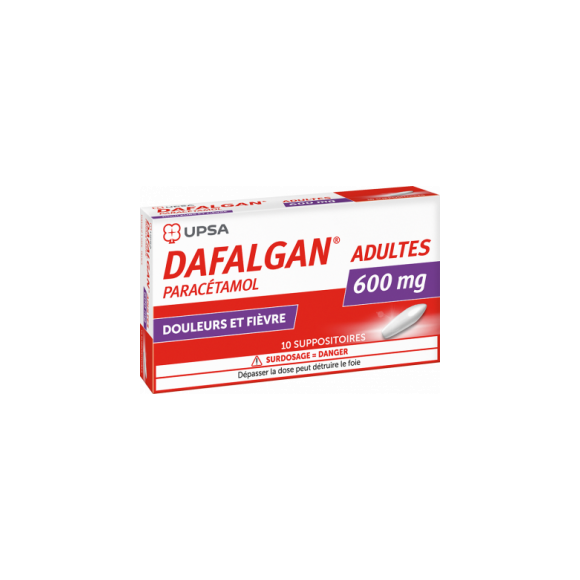 Dafalgan 600mg suppositoire Upsa - boite de 10 suppositoires