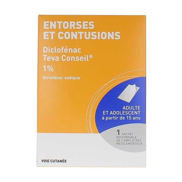 Diclofénac 1% emplâtre médicamenteux - boite de 5 emplâtres