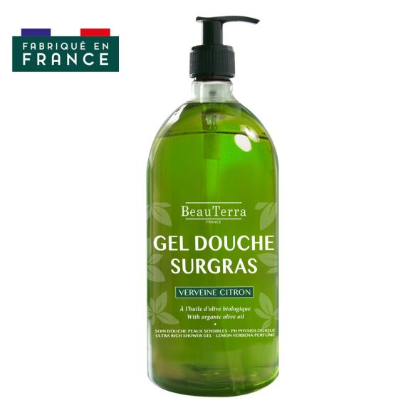 Gel douche surgras verveine citron Beauterra - flacon-pompe de 1L